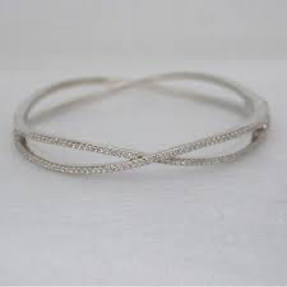 Kate spade cubic zirconia pave silver plated Infinite hinges bangle, new. - Picture 1 of 6
